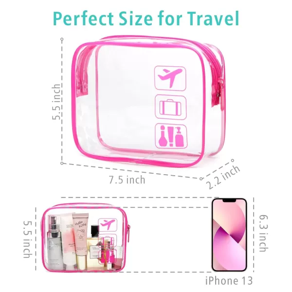 Fcolor TSA Approved Toiletry Bag 5 Pack Clear Toiletry Bags  Quart Size Travel Bag Clear Cosmetic Makeup Bags for Women Men Carry on Airport Airline Compliant Bag 5 Colors15 Pack Black White Blue Orange Rose Red