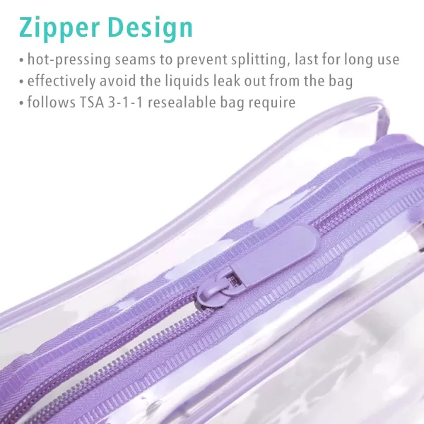 Fcolor TSA Approved Toiletry Bag 5 Pack Clear Toiletry Bags  Quart Size Travel Bag Clear Cosmetic Makeup Bags for Women Men Carry on Airport Airline Compliant Bag 5 ColorsMacaron Purple 3 Pack