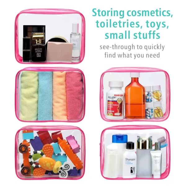 Fcolor TSA Approved Toiletry Bag 5 Pack Clear Toiletry Bags  Quart Size Travel Bag Clear Cosmetic Makeup Bags for Women Men Carry on Airport Airline Compliant Bag 5 ColorsClean Rose Red Matte  3 Pack