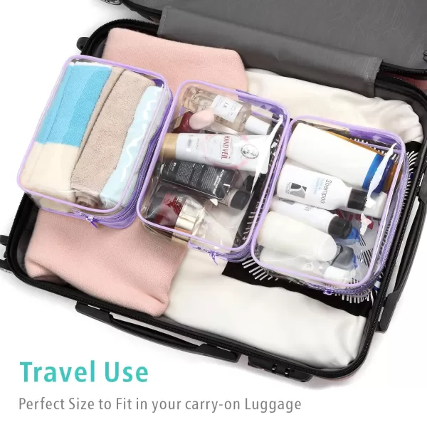Fcolor TSA Approved Toiletry Bag 5 Pack Clear Toiletry Bags  Quart Size Travel Bag Clear Cosmetic Makeup Bags for Women Men Carry on Airport Airline Compliant Bag 5 ColorsMacaron Purple 3 Pack