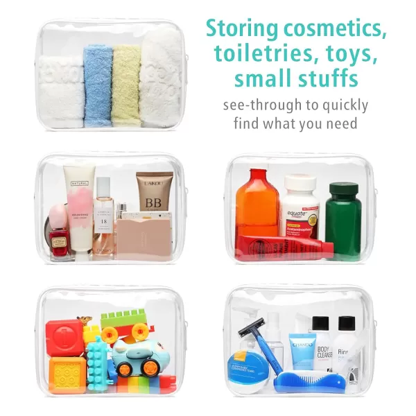 Fcolor TSA Approved Toiletry Bag 5 Pack Clear Toiletry Bags  Quart Size Travel Bag Clear Cosmetic Makeup Bags for Women Men Carry on Airport Airline Compliant Bag 5 ColorsActive White 3 Pack