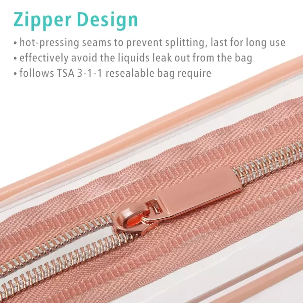 Fcolor TSA Approved Toiletry Bag 5 Pack Clear Toiletry Bags  Quart Size Travel Bag Clear Cosmetic Makeup Bags for Women Men Carry on Airport Airline Compliant Bag 5 ColorsActive Rose Pink 3 Pack