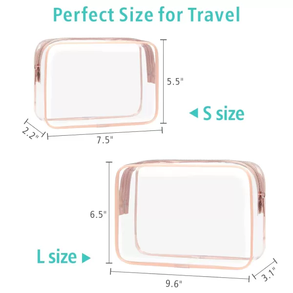 Fcolor TSA Approved Toiletry Bag 5 Pack Clear Toiletry Bags  Quart Size Travel Bag Clear Cosmetic Makeup Bags for Women Men Carry on Airport Airline Compliant Bag 5 ColorsActive Rose Pink 2 Pack