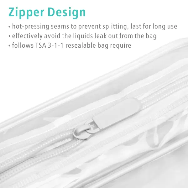 Fcolor TSA Approved Toiletry Bag 5 Pack Clear Toiletry Bags  Quart Size Travel Bag Clear Cosmetic Makeup Bags for Women Men Carry on Airport Airline Compliant Bag 5 ColorsActive White 3 Pack