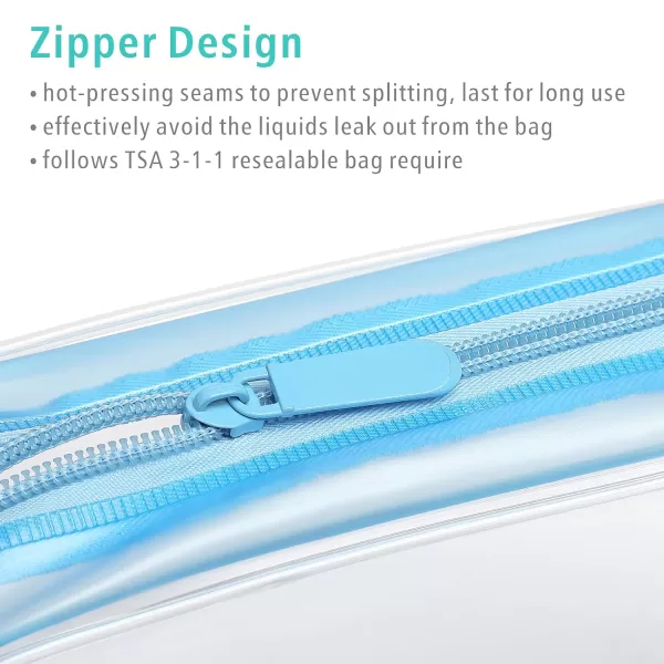 Fcolor TSA Approved Toiletry Bag 5 Pack Clear Toiletry Bags  Quart Size Travel Bag Clear Cosmetic Makeup Bags for Women Men Carry on Airport Airline Compliant Bag 5 ColorsMatte Black White Blue 3 Pack