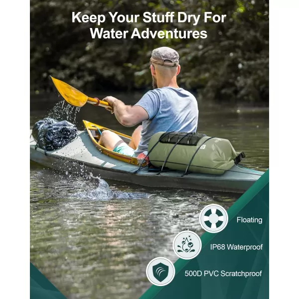 Fcolor Waterproof Dry Bag Backpack  5L10L20L30L40L Lightweight Roll Top Waterproof Pouch Dry Bag with Waterproof Phone Case for Kayaking Beach Boating Paddleboarding Camping Fishing20L Army Green