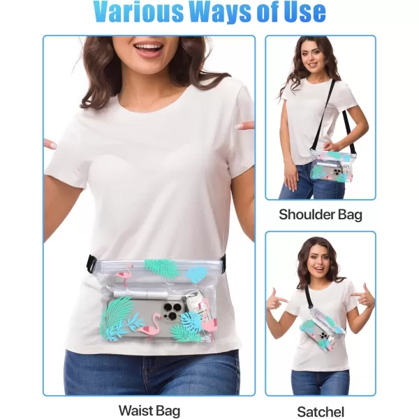 Fcolor Waterproof Fanny Pack  Waterproof Phone Pouch with Waist Strap  Cruise Essentials Must Haves Waterproof Pouch Dry Bag Keep Phone Valuables Safe for Beach Kayaking Boating Fishing1 Pack Flamingo