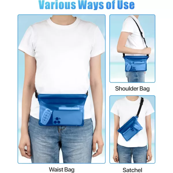 Fcolor Waterproof Fanny Pack  Waterproof Phone Pouch with Waist Strap  Cruise Essentials Must Haves Waterproof Pouch Dry Bag Keep Phone Valuables Safe for Beach Kayaking Boating Fishing1 Pack Blue