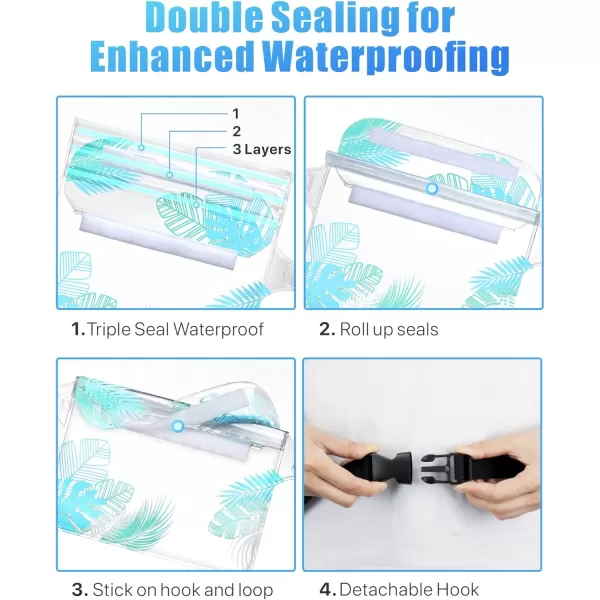 Fcolor Waterproof Fanny Pack  Waterproof Phone Pouch with Waist Strap  Cruise Essentials Must Haves Waterproof Pouch Dry Bag Keep Phone Valuables Safe for Beach Kayaking Boating Fishing1 Pack Leaf