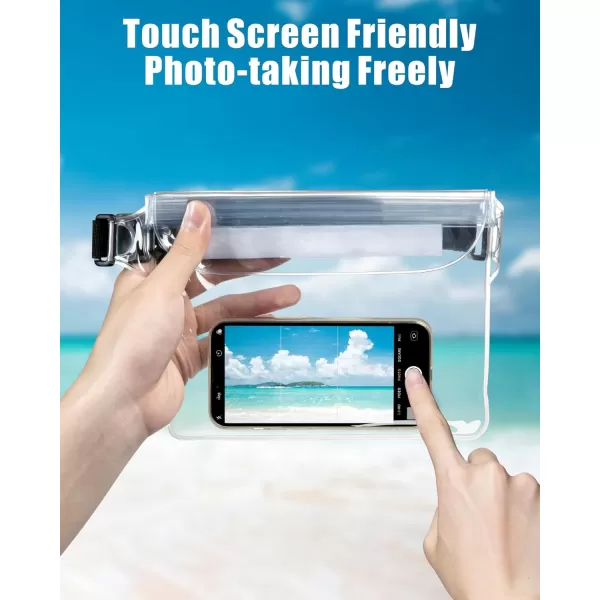 Fcolor Waterproof Fanny Pack  Waterproof Phone Pouch with Waist Strap  Cruise Essentials Must Haves Waterproof Pouch Dry Bag Keep Phone Valuables Safe for Beach Kayaking Boating Fishing2 Pack ClearLeaf