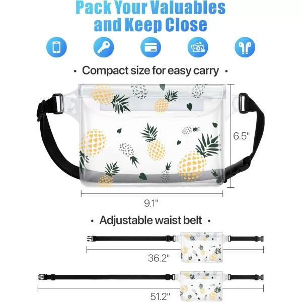 Fcolor Waterproof Fanny Pack  Waterproof Phone Pouch with Waist Strap  Cruise Essentials Must Haves Waterproof Pouch Dry Bag Keep Phone Valuables Safe for Beach Kayaking Boating Fishing1 Pack Pineapple