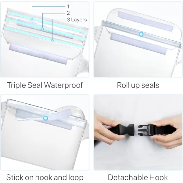 Fcolor Waterproof Fanny Pack  Waterproof Phone Pouch with Waist Strap  Cruise Essentials Must Haves Waterproof Pouch Dry Bag Keep Phone Valuables Safe for Beach Kayaking Boating Fishing2 Pack BrownClear