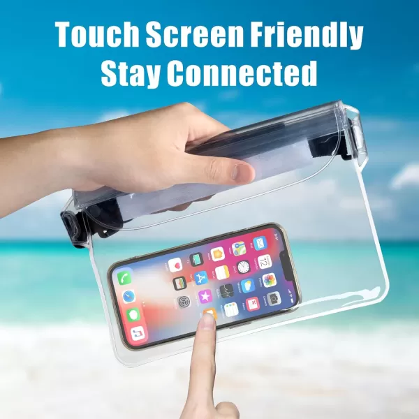 Fcolor Waterproof Fanny Pack  Waterproof Phone Pouch with Waist Strap  Cruise Essentials Must Haves Waterproof Pouch Dry Bag Keep Phone Valuables Safe for Beach Kayaking Boating Fishing3 Pack ClearBrownBlue