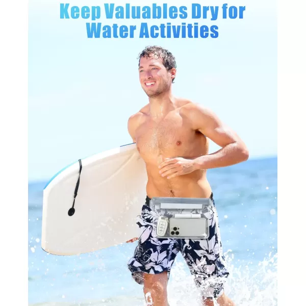 Fcolor Waterproof Fanny Pack  Waterproof Phone Pouch with Waist Strap  Cruise Essentials Must Haves Waterproof Pouch Dry Bag Keep Phone Valuables Safe for Beach Kayaking Boating Fishing3 Pack ClearBrownBlue