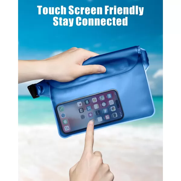 Fcolor Waterproof Fanny Pack  Waterproof Phone Pouch with Waist Strap  Cruise Essentials Must Haves Waterproof Pouch Dry Bag Keep Phone Valuables Safe for Beach Kayaking Boating Fishing1 Pack Blue