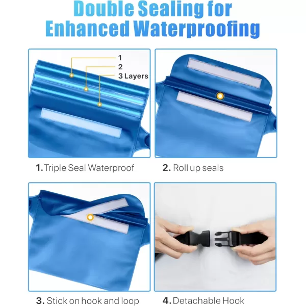 Fcolor Waterproof Fanny Pack  Waterproof Phone Pouch with Waist Strap  Cruise Essentials Must Haves Waterproof Pouch Dry Bag Keep Phone Valuables Safe for Beach Kayaking Boating Fishing1 Pack Blue