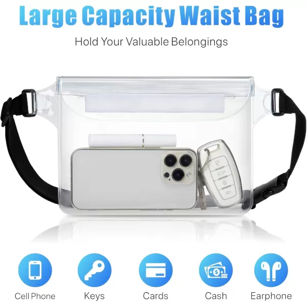 Fcolor Waterproof Fanny Pack  Waterproof Phone Pouch with Waist Strap  Cruise Essentials Must Haves Waterproof Pouch Dry Bag Keep Phone Valuables Safe for Beach Kayaking Boating Fishing2 Pack BrownClear