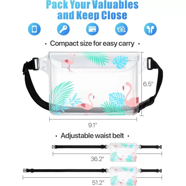 Fcolor Waterproof Fanny Pack  Waterproof Phone Pouch with Waist Strap  Cruise Essentials Must Haves Waterproof Pouch Dry Bag Keep Phone Valuables Safe for Beach Kayaking Boating Fishing1 Pack Flamingo