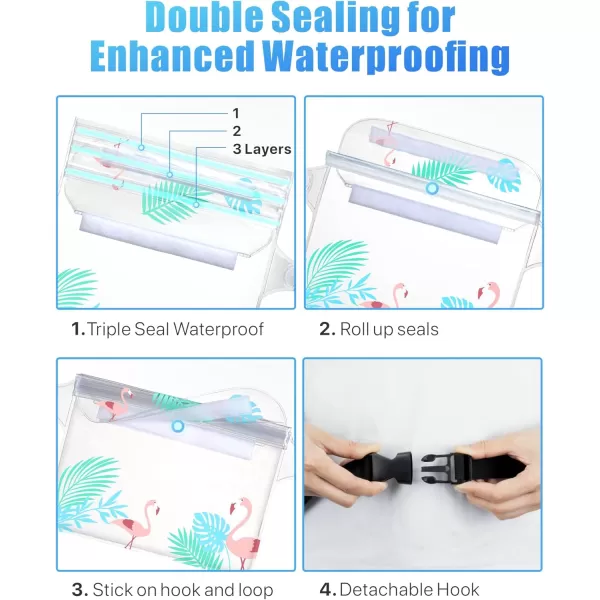 Fcolor Waterproof Fanny Pack  Waterproof Phone Pouch with Waist Strap  Cruise Essentials Must Haves Waterproof Pouch Dry Bag Keep Phone Valuables Safe for Beach Kayaking Boating Fishing1 Pack Flamingo