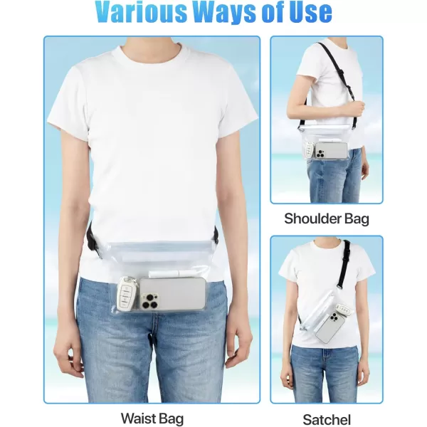 Fcolor Waterproof Fanny Pack  Waterproof Phone Pouch with Waist Strap  Cruise Essentials Must Haves Waterproof Pouch Dry Bag Keep Phone Valuables Safe for Beach Kayaking Boating Fishing3 Pack ClearBrownBlue