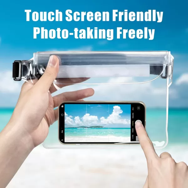 Fcolor Waterproof Fanny Pack  Waterproof Phone Pouch with Waist Strap  Cruise Essentials Must Haves Waterproof Pouch Dry Bag Keep Phone Valuables Safe for Beach Kayaking Boating Fishing2 Pack BrownClear