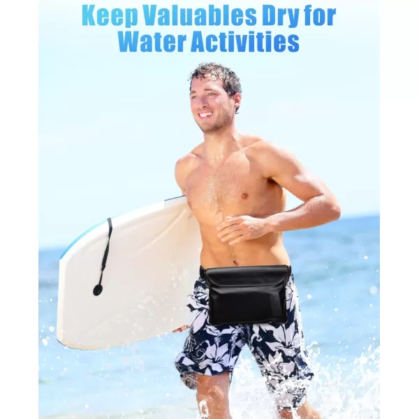 Fcolor Waterproof Fanny Pack  Waterproof Phone Pouch with Waist Strap  Cruise Essentials Must Haves Waterproof Pouch Dry Bag Keep Phone Valuables Safe for Beach Kayaking Boating Fishing1 Pack Black