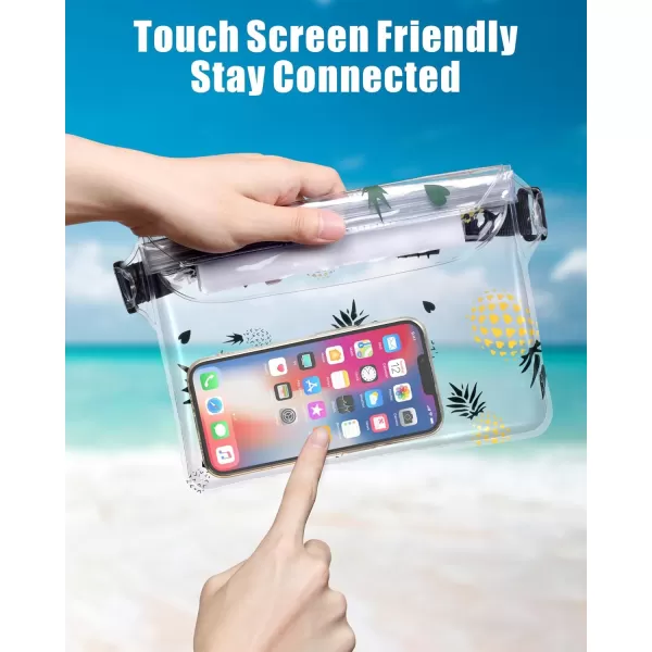 Fcolor Waterproof Fanny Pack  Waterproof Phone Pouch with Waist Strap  Cruise Essentials Must Haves Waterproof Pouch Dry Bag Keep Phone Valuables Safe for Beach Kayaking Boating Fishing1 Pack Pineapple