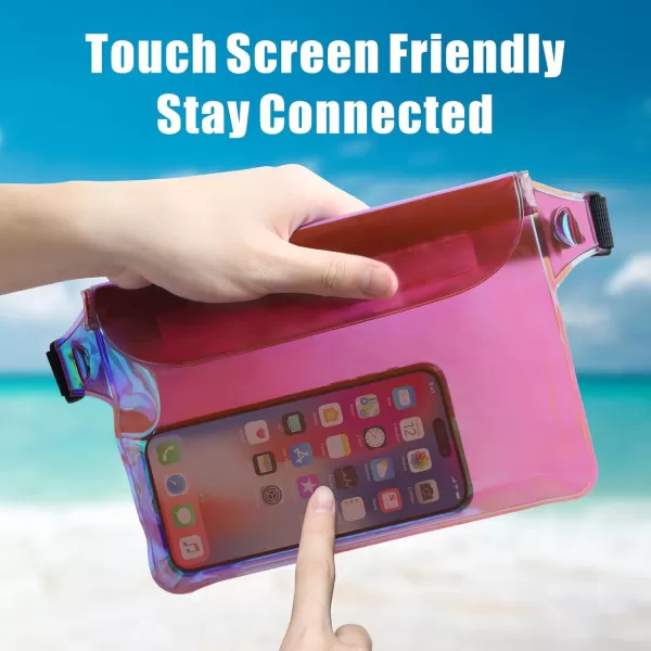 Fcolor Waterproof Fanny Pack  Waterproof Phone Pouch with Waist Strap  Cruise Essentials Must Haves Waterproof Pouch Dry Bag Keep Phone Valuables Safe for Beach Kayaking Boating Fishing1 Pack Pink