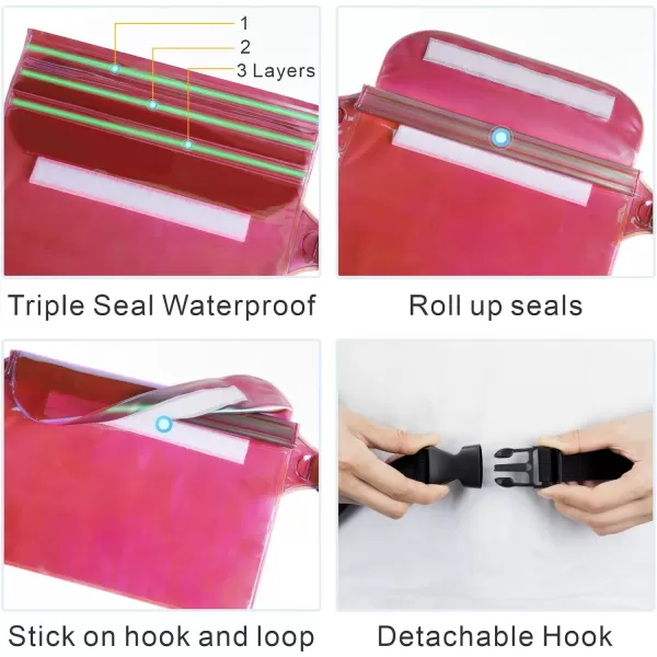 Fcolor Waterproof Fanny Pack  Waterproof Phone Pouch with Waist Strap  Cruise Essentials Must Haves Waterproof Pouch Dry Bag Keep Phone Valuables Safe for Beach Kayaking Boating Fishing1 Pack Pink