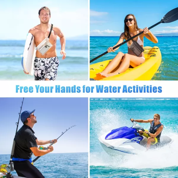 Fcolor Waterproof Fanny Pack  Waterproof Phone Pouch with Waist Strap  Cruise Essentials Must Haves Waterproof Pouch Dry Bag Keep Phone Valuables Safe for Beach Kayaking Boating Fishing2 Pack BrownClear