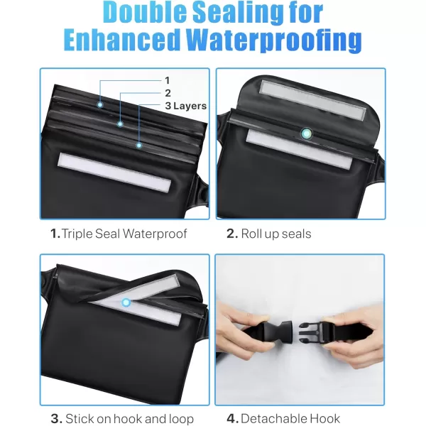 Fcolor Waterproof Fanny Pack  Waterproof Phone Pouch with Waist Strap  Cruise Essentials Must Haves Waterproof Pouch Dry Bag Keep Phone Valuables Safe for Beach Kayaking Boating Fishing1 Pack Black