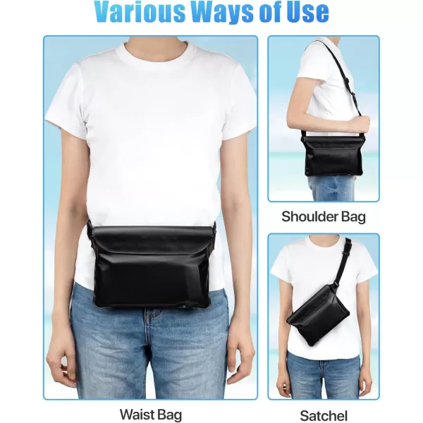 Fcolor Waterproof Fanny Pack  Waterproof Phone Pouch with Waist Strap  Cruise Essentials Must Haves Waterproof Pouch Dry Bag Keep Phone Valuables Safe for Beach Kayaking Boating Fishing1 Pack Black