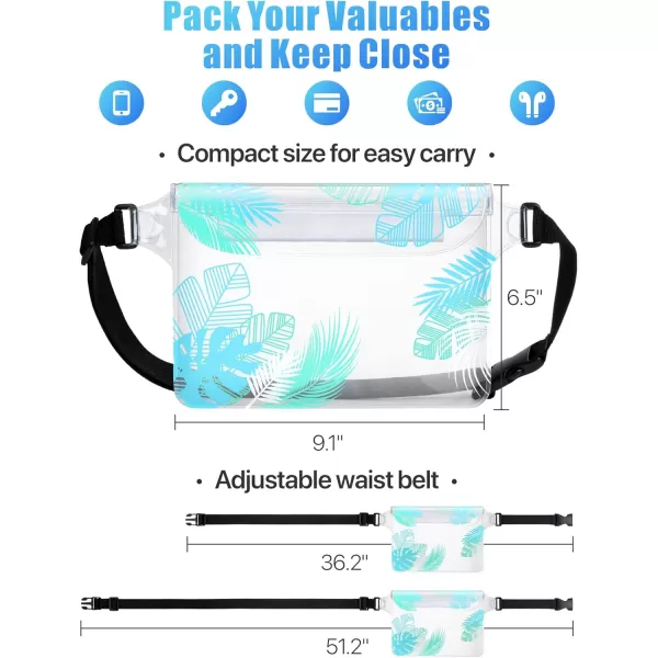 Fcolor Waterproof Fanny Pack  Waterproof Phone Pouch with Waist Strap  Cruise Essentials Must Haves Waterproof Pouch Dry Bag Keep Phone Valuables Safe for Beach Kayaking Boating Fishing1 Pack Leaf