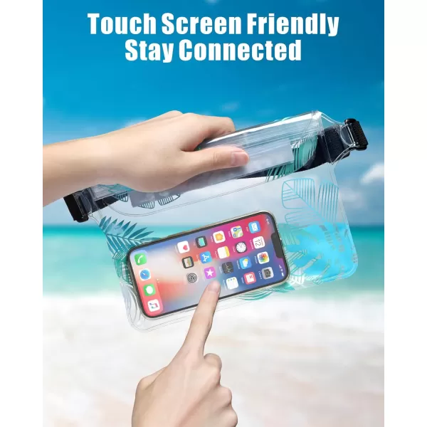 Fcolor Waterproof Fanny Pack  Waterproof Phone Pouch with Waist Strap  Cruise Essentials Must Haves Waterproof Pouch Dry Bag Keep Phone Valuables Safe for Beach Kayaking Boating Fishing1 Pack Leaf