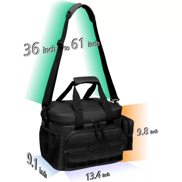 TACTICISM Tactical Lunch Box for Men 12L MOLLE Lunch Bag Adult Up to 8 Hours Insulated lunchbox Large Durable Leakproof Cooler with Detachable Water Bottle Pouch for Work Camping Fishing Black02BBlack  with Molle Pouch