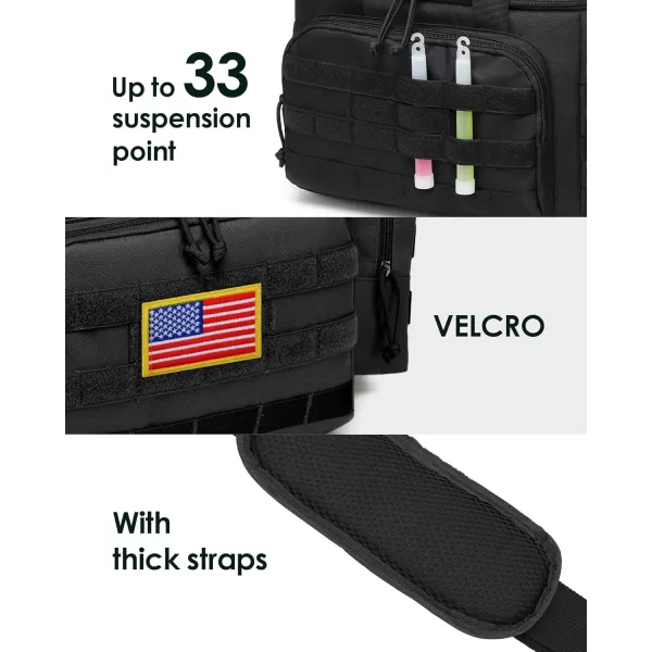 TACTICISM Tactical Lunch Box for Men 12L MOLLE Lunch Bag Adult Up to 8 Hours Insulated lunchbox Large Durable Leakproof Cooler with Detachable Water Bottle Pouch for Work Camping Fishing Black02BBlack  with Molle Pouch