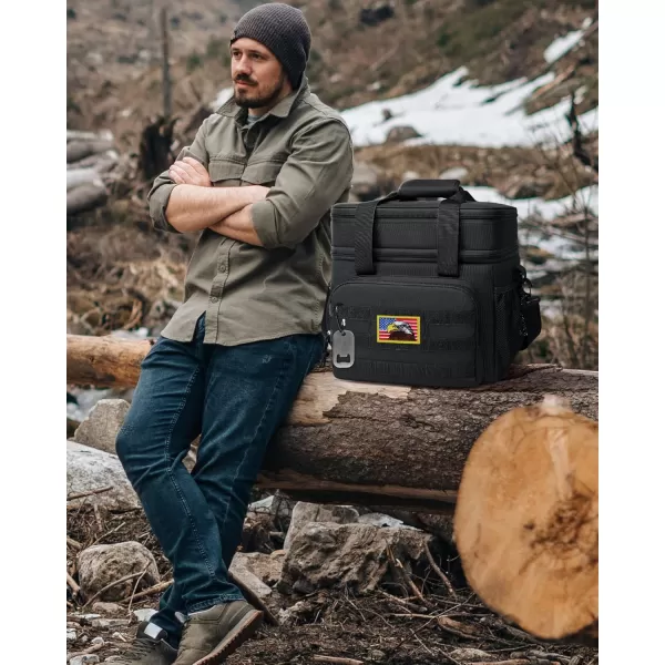 TACTICISM Tactical Lunch Box for Men 12L MOLLE Lunch Bag Adult Up to 8 Hours Insulated lunchbox Large Durable Leakproof Cooler with Detachable Water Bottle Pouch for Work Camping Fishing Black03BBlack  Double Deck