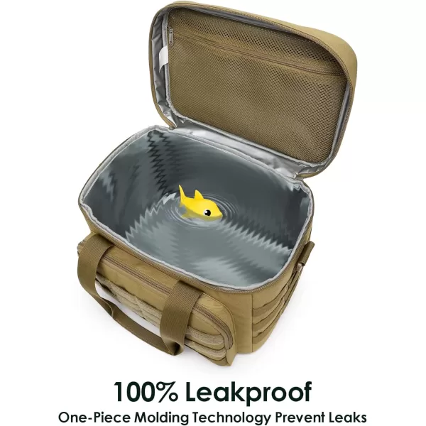 TACTICISM Tactical Lunch Box for Men 12L MOLLE Lunch Bag Adult Up to 8 Hours Insulated lunchbox Large Durable Leakproof Cooler with Detachable Water Bottle Pouch for Work Camping Fishing Black02ABrown  with Molle Pouch