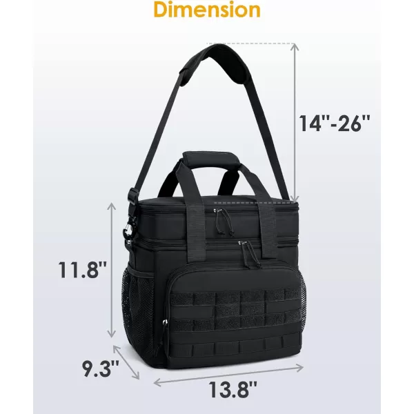 TACTICISM Tactical Lunch Box for Men 12L MOLLE Lunch Bag Adult Up to 8 Hours Insulated lunchbox Large Durable Leakproof Cooler with Detachable Water Bottle Pouch for Work Camping Fishing Black03BBlack  Double Deck