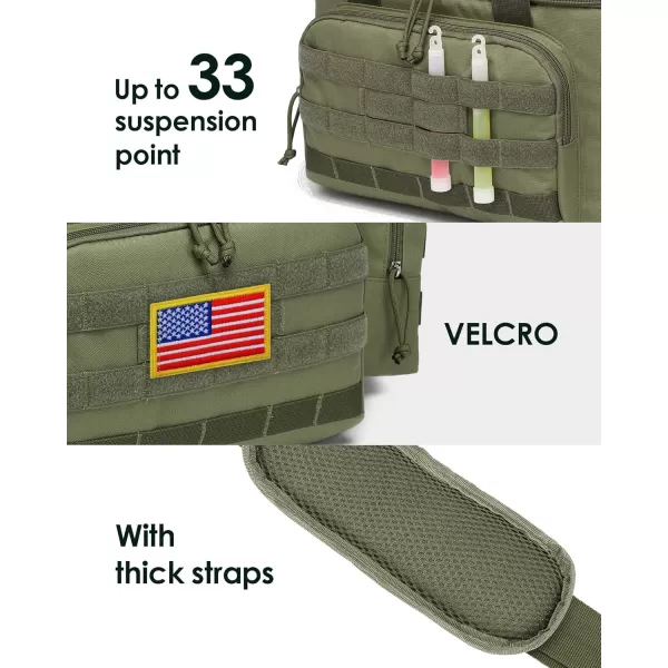 TACTICISM Tactical Lunch Box for Men 12L MOLLE Lunch Bag Adult Up to 8 Hours Insulated lunchbox Large Durable Leakproof Cooler with Detachable Water Bottle Pouch for Work Camping Fishing Black02CGreen  with Molle Pouch