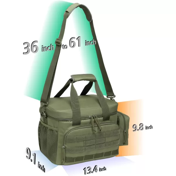 TACTICISM Tactical Lunch Box for Men 12L MOLLE Lunch Bag Adult Up to 8 Hours Insulated lunchbox Large Durable Leakproof Cooler with Detachable Water Bottle Pouch for Work Camping Fishing Black02CGreen  with Molle Pouch