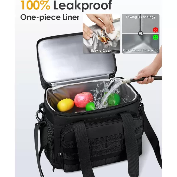 TACTICISM Tactical Lunch Box for Men 12L MOLLE Lunch Bag Adult Up to 8 Hours Insulated lunchbox Large Durable Leakproof Cooler with Detachable Water Bottle Pouch for Work Camping Fishing Black03BBlack  Double Deck