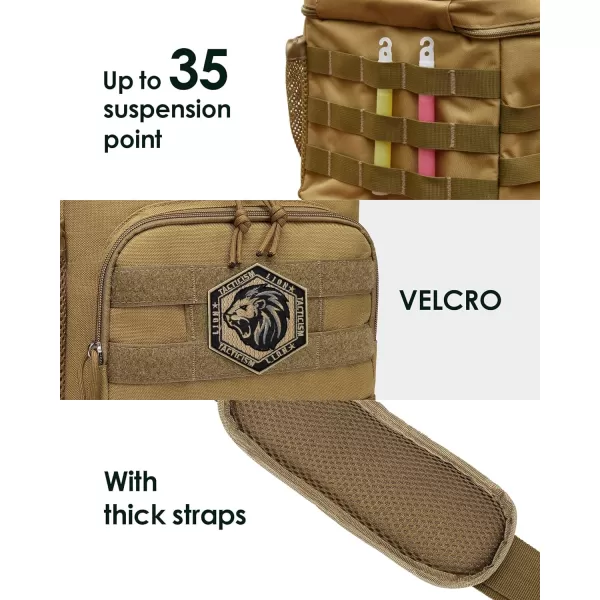 TACTICISM Tactical Lunch Box for Men 12L MOLLE Lunch Bag Adult Up to 8 Hours Insulated lunchbox Large Durable Leakproof Cooler with Detachable Water Bottle Pouch for Work Camping Fishing Black01HBrown  with 3 Patches and Water Bottle Pouch