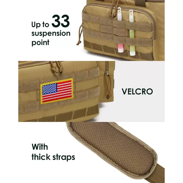 TACTICISM Tactical Lunch Box for Men 12L MOLLE Lunch Bag Adult Up to 8 Hours Insulated lunchbox Large Durable Leakproof Cooler with Detachable Water Bottle Pouch for Work Camping Fishing Black02ABrown  with Molle Pouch