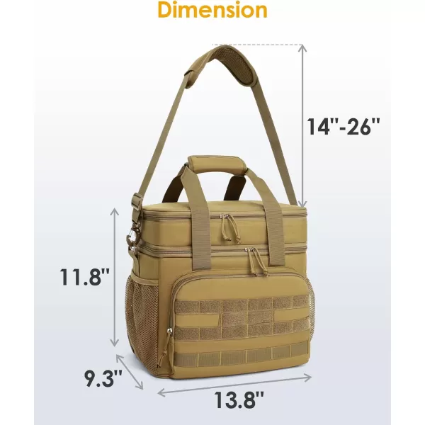 TACTICISM Tactical Lunch Box for Men 12L MOLLE Lunch Bag Adult Up to 8 Hours Insulated lunchbox Large Durable Leakproof Cooler with Detachable Water Bottle Pouch for Work Camping Fishing Black03ABrown  Double Deck