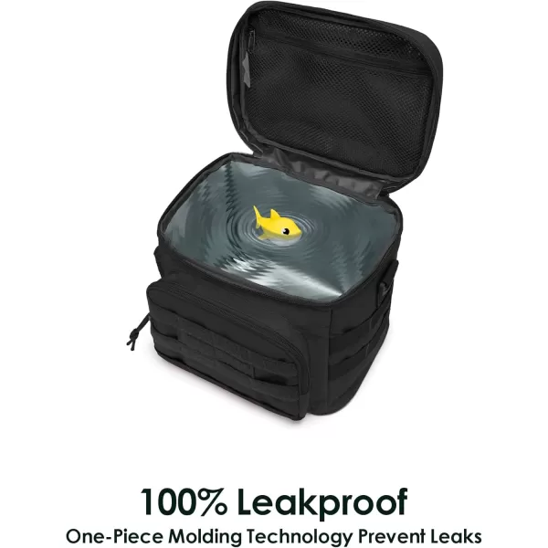 TACTICISM Tactical Lunch Box for Men 12L MOLLE Lunch Bag Adult Up to 8 Hours Insulated lunchbox Large Durable Leakproof Cooler with Detachable Water Bottle Pouch for Work Camping Fishing Black01BBlack  with Water Bottle Pouch