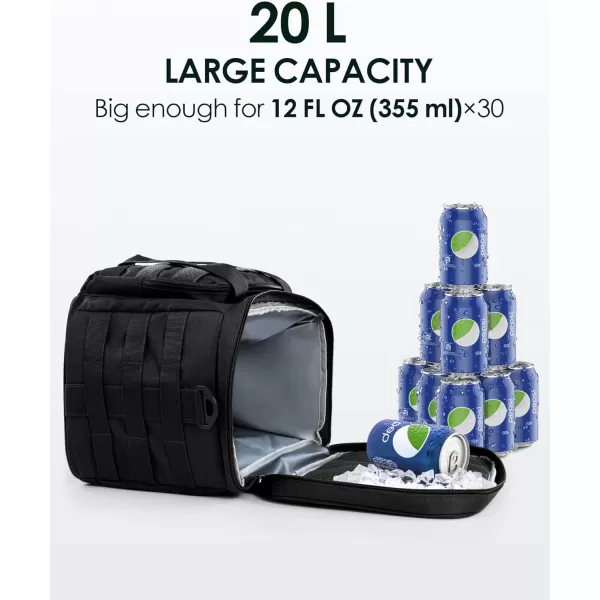 TACTICISM Tactical Lunch Box for Men 12L MOLLE Lunch Bag Adult Up to 8 Hours Insulated lunchbox Large Durable Leakproof Cooler with Detachable Water Bottle Pouch for Work Camping Fishing Black02BBlack  with Molle Pouch