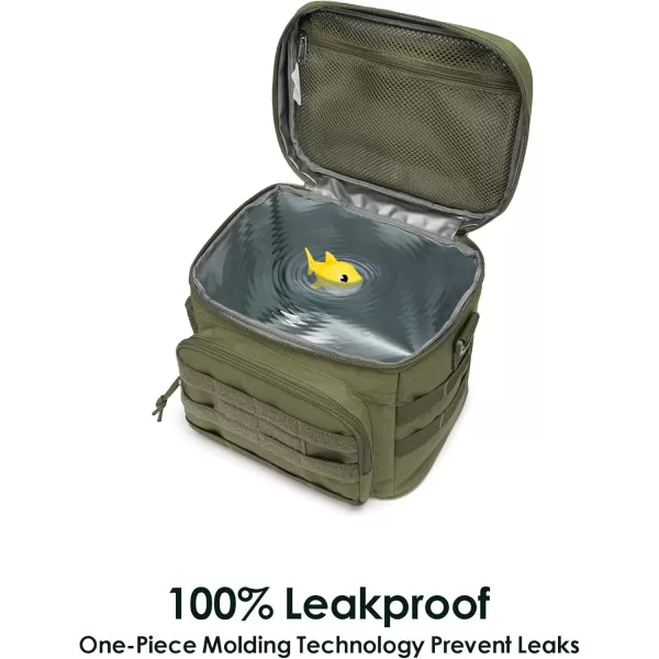 TACTICISM Tactical Lunch Box for Men 12L MOLLE Lunch Bag Adult Up to 8 Hours Insulated lunchbox Large Durable Leakproof Cooler with Detachable Water Bottle Pouch for Work Camping Fishing Black01CGreen  with Water Bottle Pouch