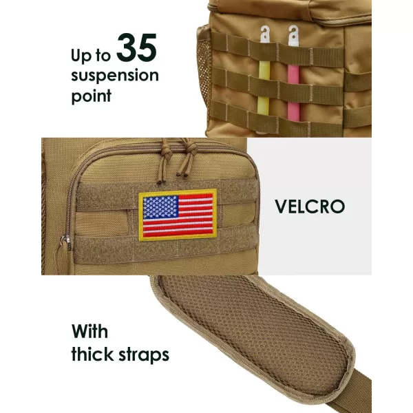 TACTICISM Tactical Lunch Box for Men 12L MOLLE Lunch Bag Adult Up to 8 Hours Insulated lunchbox Large Durable Leakproof Cooler with Detachable Water Bottle Pouch for Work Camping Fishing Black01ABrown  with Water Bottle Pouch
