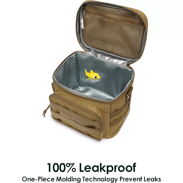 TACTICISM Tactical Lunch Box for Men 12L MOLLE Lunch Bag Adult Up to 8 Hours Insulated lunchbox Large Durable Leakproof Cooler with Detachable Water Bottle Pouch for Work Camping Fishing Black01ABrown  with Water Bottle Pouch